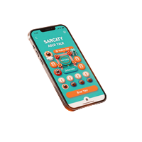 Smartphone mit der preisgekr&ouml;nten Betsson Casino App auf samtiger Oberfl&auml;che mit orangem Glow