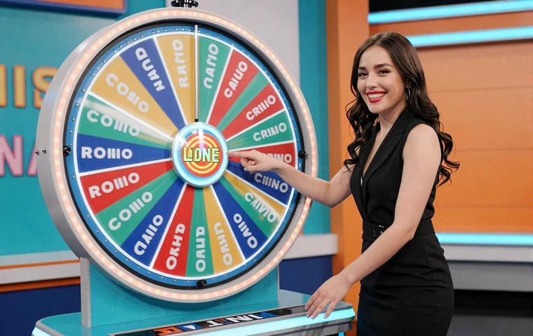 Live-Moderatorin dreht ein leuchtendes Crazy Time Rad im Studio f&uuml;r die Live Dealer Spiele bei Betsson